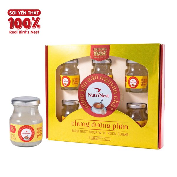 NutriNest – Nước Yến Sào Nguyên Chất Chưng Đường Phèn – hộp quà 6 hũ x 72g